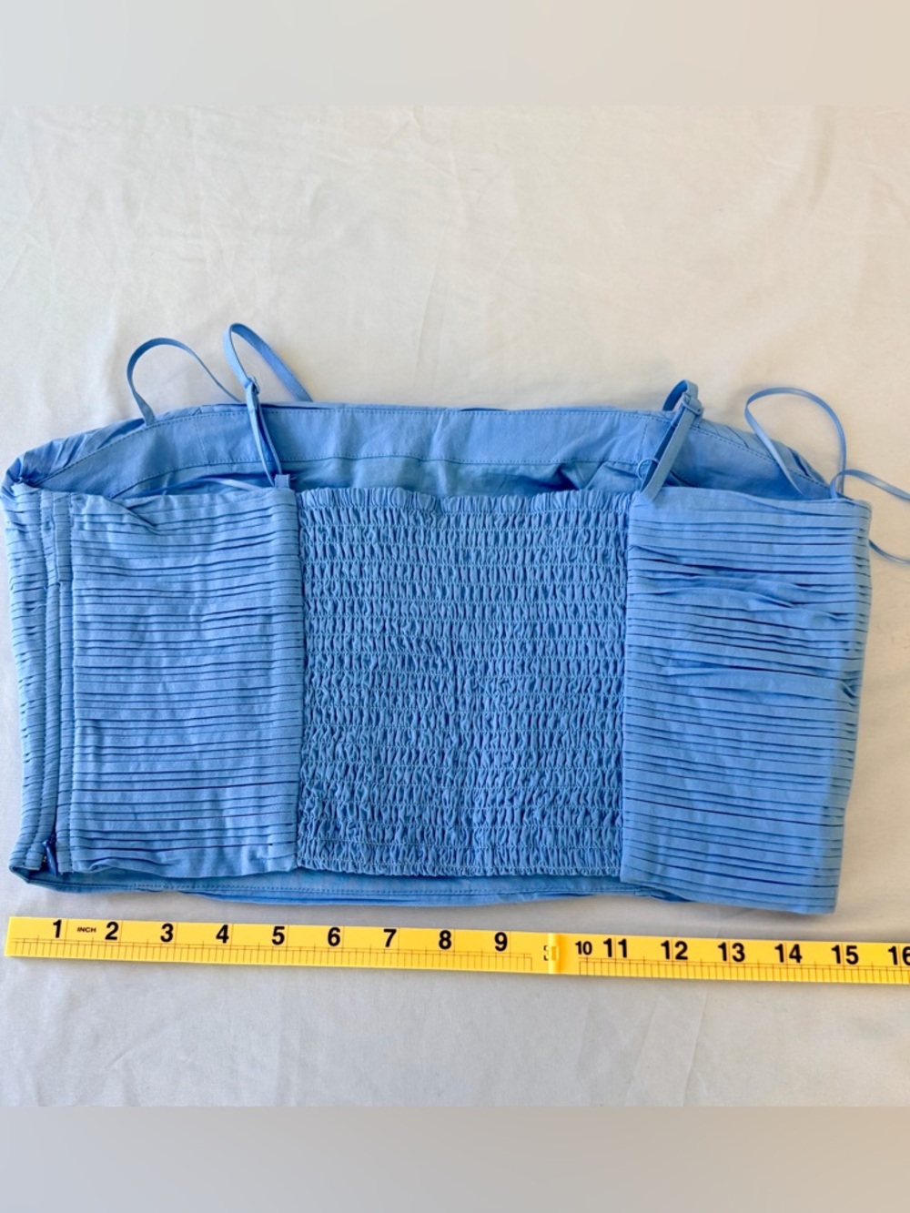 Madewell Blue Pleated Crop Top NWOT  Coastal Cowgirl Size 6 - Picture 10 of 10